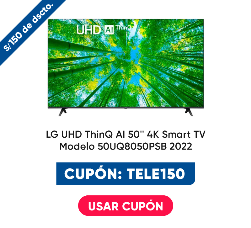 LG UHD ThinQ AI 50'' 4K Smart TV, 4K Procesador Inteligente generación 5, Magic Remote - Modelo 50UQ8050PSB 2022
