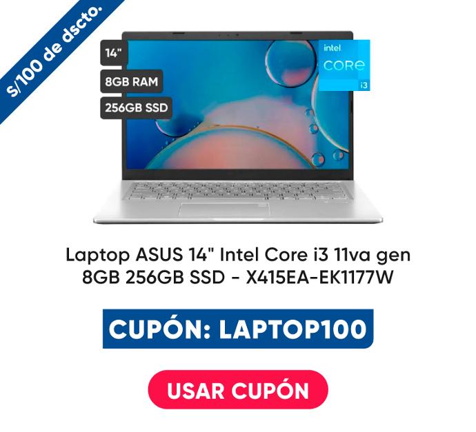 Laptop ASUS 14" Intel Core i3 11va gen 8GB 256GB SSD - Modelo X415EA-EK1177W