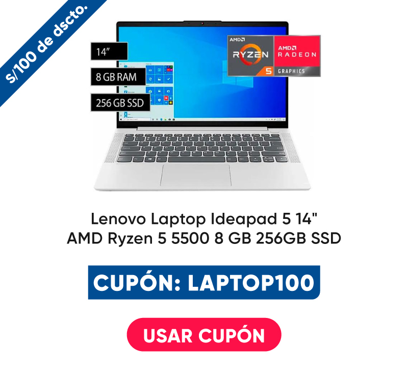 Lenovo Laptop Ideapad 5 14" AMD Ryzen 5 5500 8 GB 256GB SSD