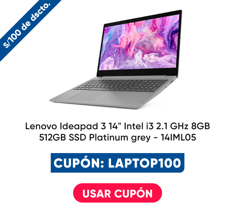 Lenovo Ideapad 3 14" Intel i3 2.1 GHz 8 GB 512GB SSD Platinum grey - Modelo 14IML05