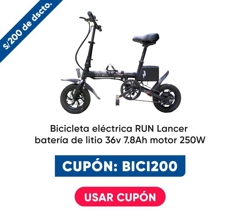 Bicicleta eléctrica run mod. Lancer  Batería de litio 36 v 7.8 Ah motor250W acelerador negro