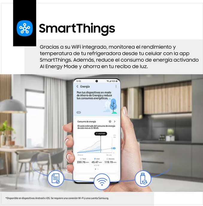 Refrigeradora Samsung All Around Cooling 301L Silver c/dispenser Wifi  RT31DG5220S9PE 