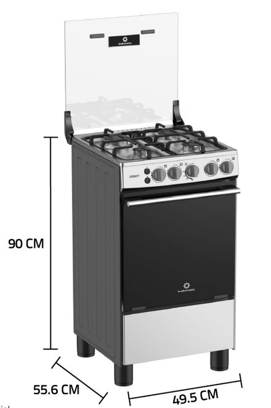 COCINA INDURAMA 20" 4 HORNILLAS CASSAT con instalación