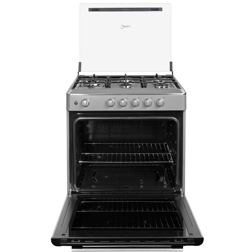 COCINA MIDEA 24" 5 HORNILLAS VENUS  Puerta Black cubierta inox c/grill con instalación