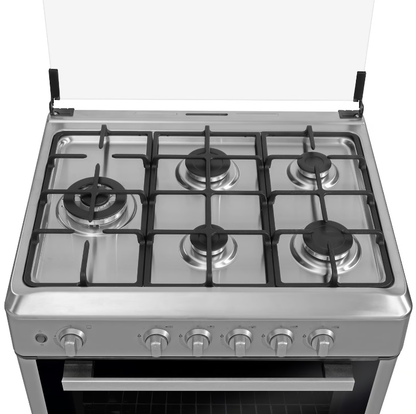 COCINA MIDEA 24" 5 HORNILLAS VENUS  Puerta Black cubierta inox c/grill con instalación