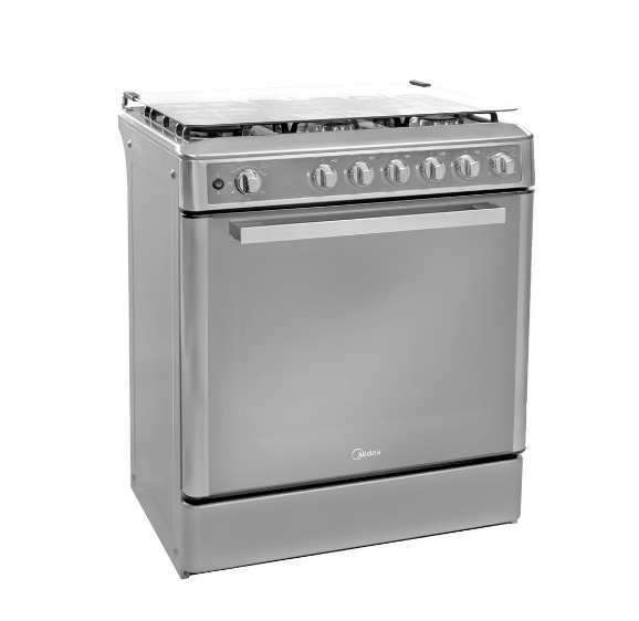 COCINA MIDEA 24" 5 HORNILLAS VENUS  Puerta Black cubierta inox c/grill con instalación