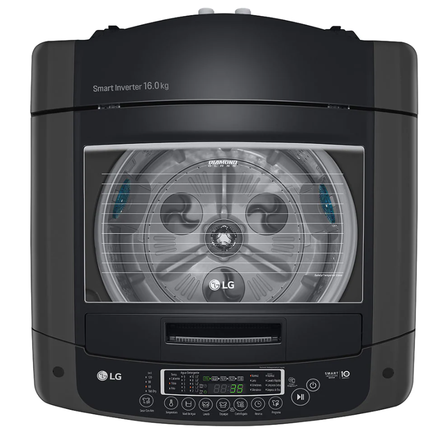 Lavadora de 16kg carga superior Smart Inverter con TurboDrum™, negro claro