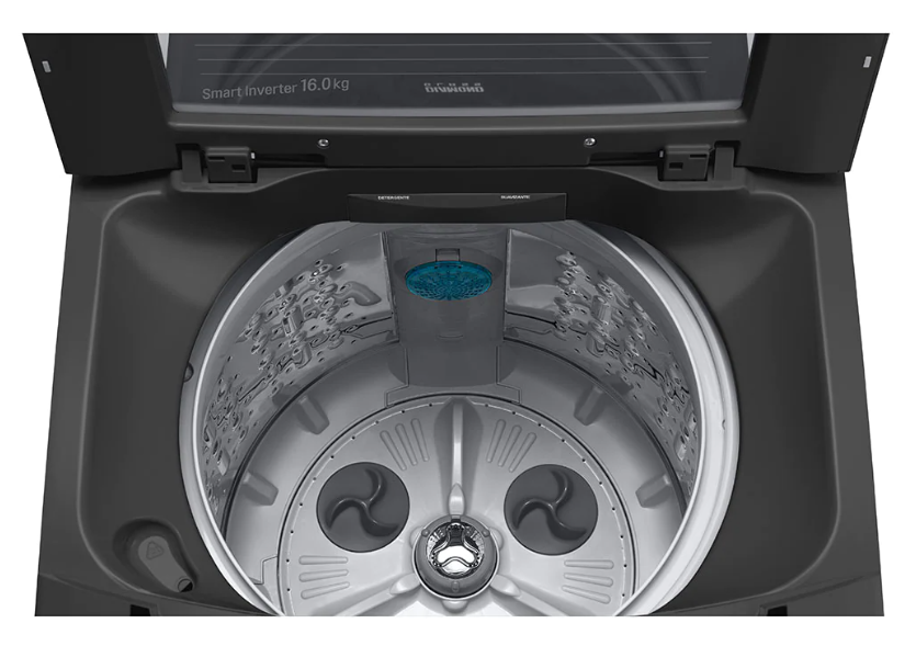 Lavadora de 16kg carga superior Smart Inverter con TurboDrum™, negro claro
