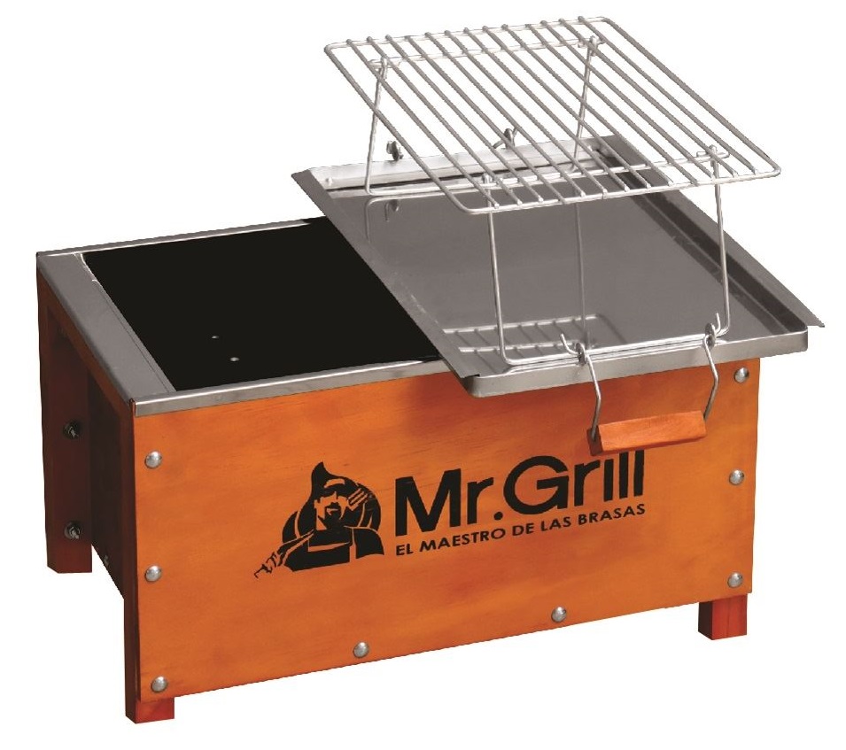 Caja China Mini S Black Edition + Parrilla de Varillas Niqueladas