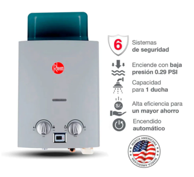 Terma a gas Rheem GN 5.5 litros Con Conexión- 4504529