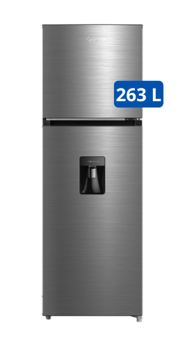 Refrigeradora MIDEA 263 Lts color Inox c/dispenser No frost MDRT38