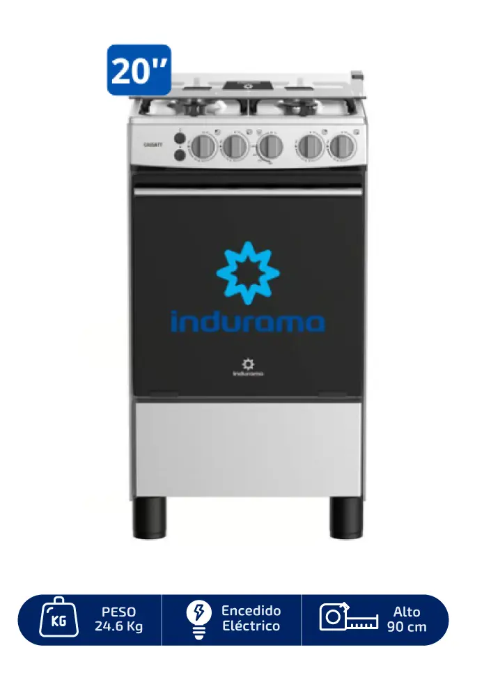 COCINA INDURAMA 20" 4 HORNILLAS CASSAT con instalación