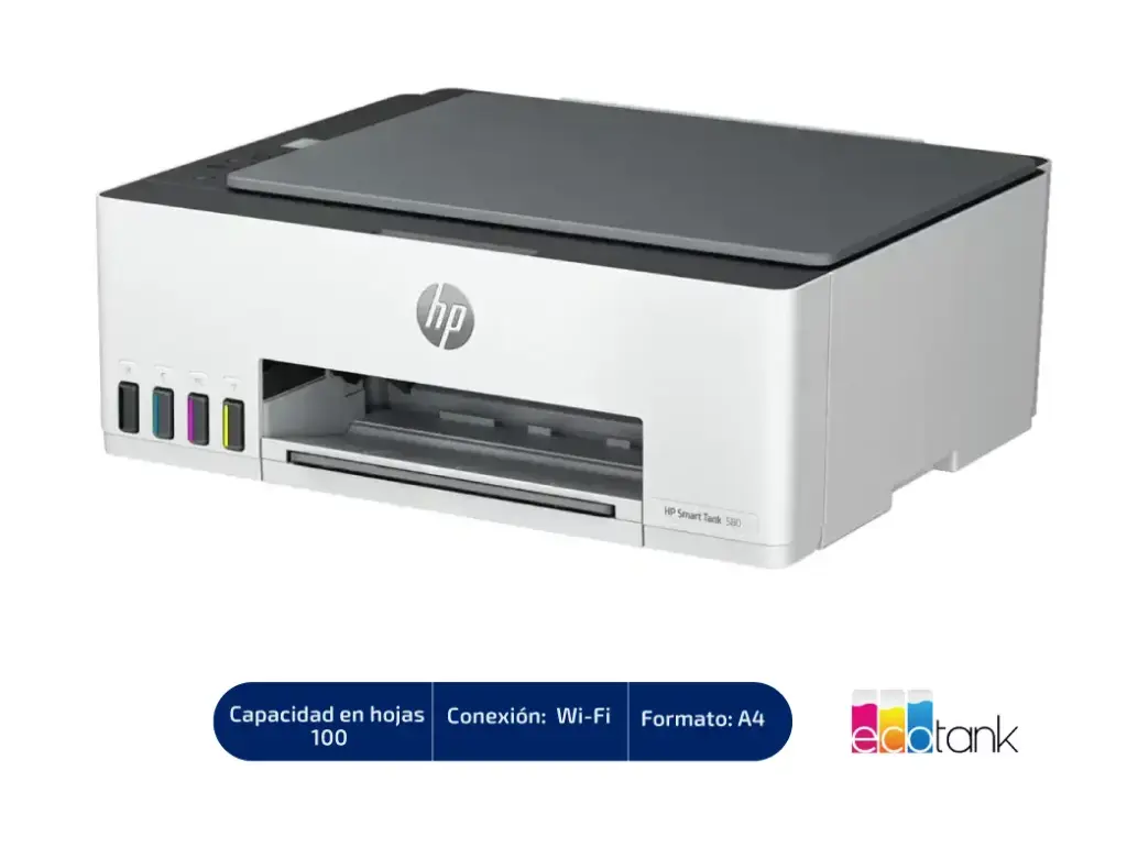 IMPRESORA HP MULTIFUNCIONAL SMART TANK 580, 3 EN UNO, IMPRIME ESCANEA COPIA, WIFI BLUETOOH - HPST580 