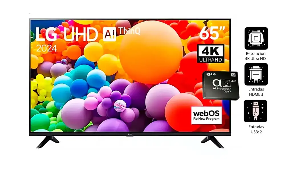 Televisor LG 65" UHD Thinq Ai 65UT7300 modelo 2024 