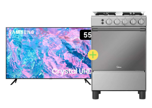 COCINA MIDEA 24" MGS24 4 HORNILLAS HIERRO  + CONEXIÓN + Televisor Samsung Smart TV 55" Crystal UHD 4K UN55DU7000 - C0421