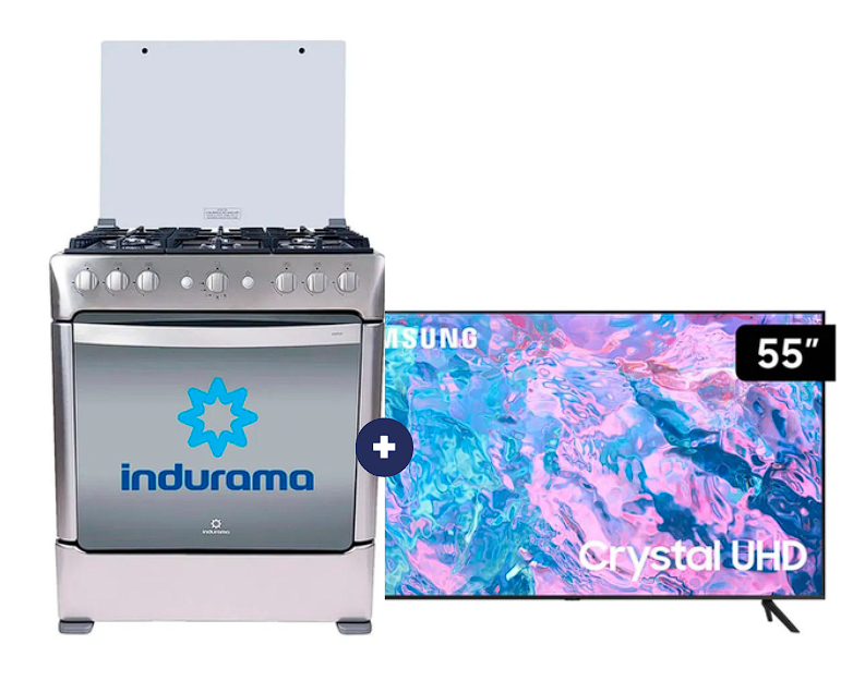 COCINA INDURAMA 30" 6 HORNILLAS PARMA CON CONEXIÓN +  Televisor Samsung Smart TV 55" Crystal UHD 4K Voice Control UN55DU7000 - C0338