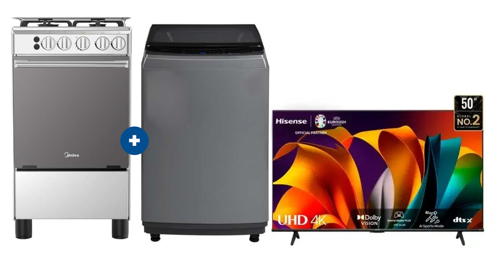 COCINA MIDEA 20" MGS20 4 HORNILLAS HIERRO CON CONEXIÓN + LAVADORA MIDEA 10KG SILVER MA200W + Televisor HISENSE 50"UHD 4K Smart 50A6N Vidaa - 4507283 - 7