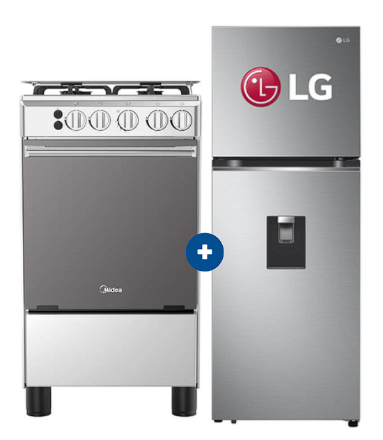 COCINA MIDEA 20" MGS20 4 HORNILLAS HIERRO CON CONEXIÓN + Refrigeradora LG GT31WPP 314L Door Cooling Top Mount Plateado c/dispenser - 4507283 - 5