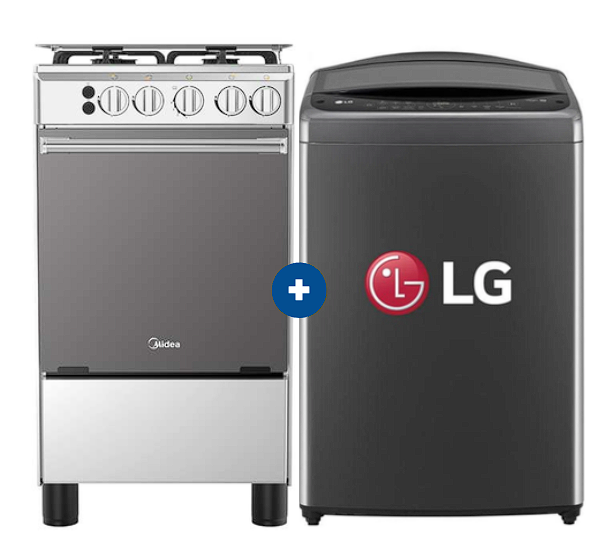 COCINA MIDEA 20" MGS20 4 HORNILLAS HIERRO CON CONEXIÓN + LAVADORA 19 KG Carga superior Smart Inverter WT19BVTB Mod 2024 Negro Claro - 4507283 - 12