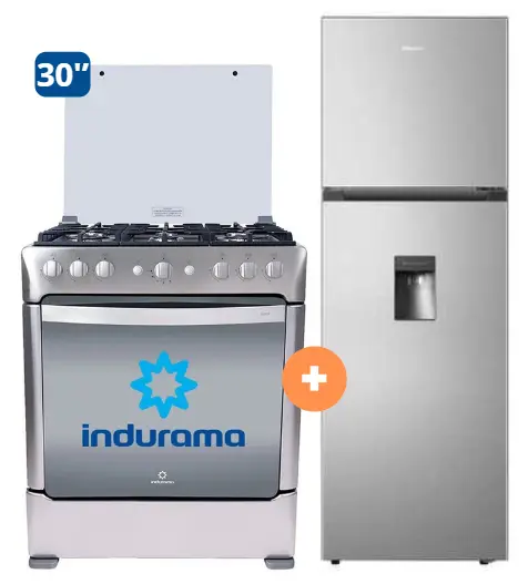 Cocina Indurama 30'' 6 Hornillas Parma Con Conexión +  Refrigeradora HISENSE 246 Lts colorc/dispenser No frost  GRIS RT319WL6B - 4504510 - 11