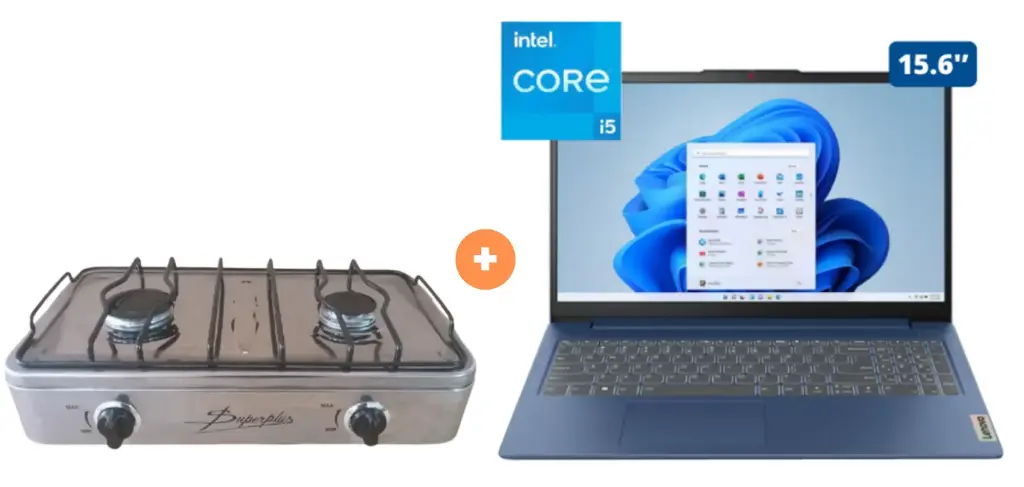 COCINA "SUPERIOR" DE MESA 2 HORNILLAS, ACERO BRILLANTE,POTENCIA 1.95KW x 2 CON CONEXIÓN + LAPTOP LENOVO IDEAPAD SLIM 15.6" Intel Core i5 1245OH 16GB DDR4 RAM 512GB SSD Windows 11 Abyss Blue, Wifi6 - 4507367 - 10