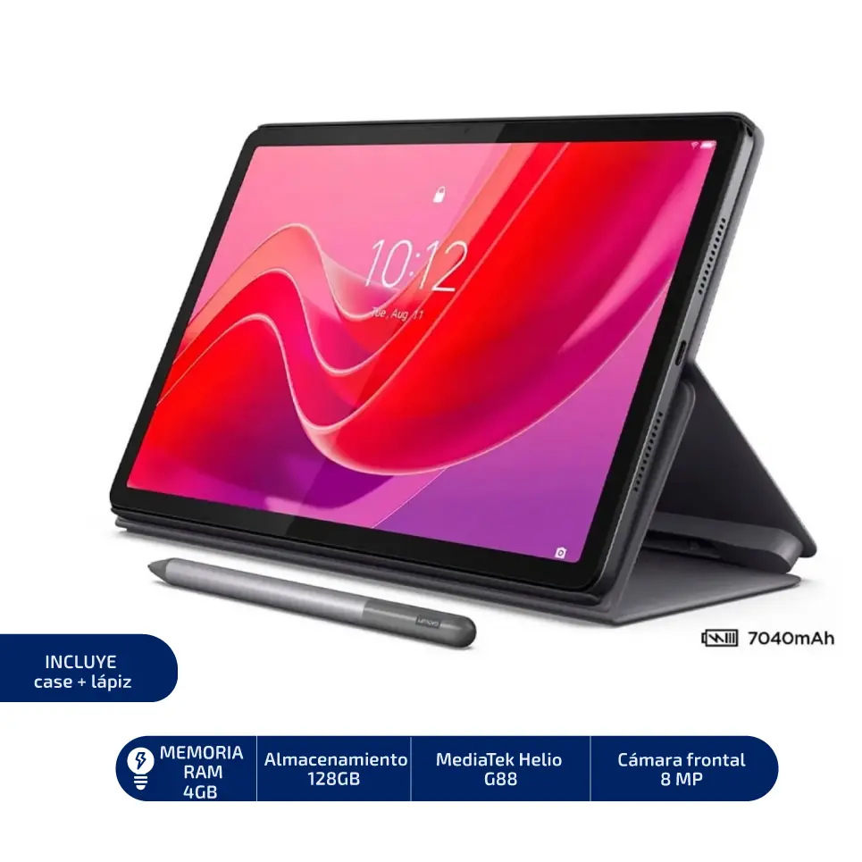 Tablet Lenovo TB330FU Tab M11 11" WUXGA (1920x1200) IPS 400nits,90HZ WIFI 4GB 128GB Lapiz y Funda - LENOVOTABM11PW 