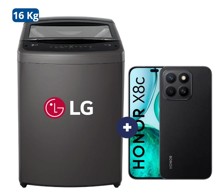 LAVADORA 16 KG Carga superior Smart Inverter Middle Black WT16BVTB Mod 2024 +  Celular Honor X8C 6.7" 256GB 8GB RAM color Midnight Black (combo)  - CO699