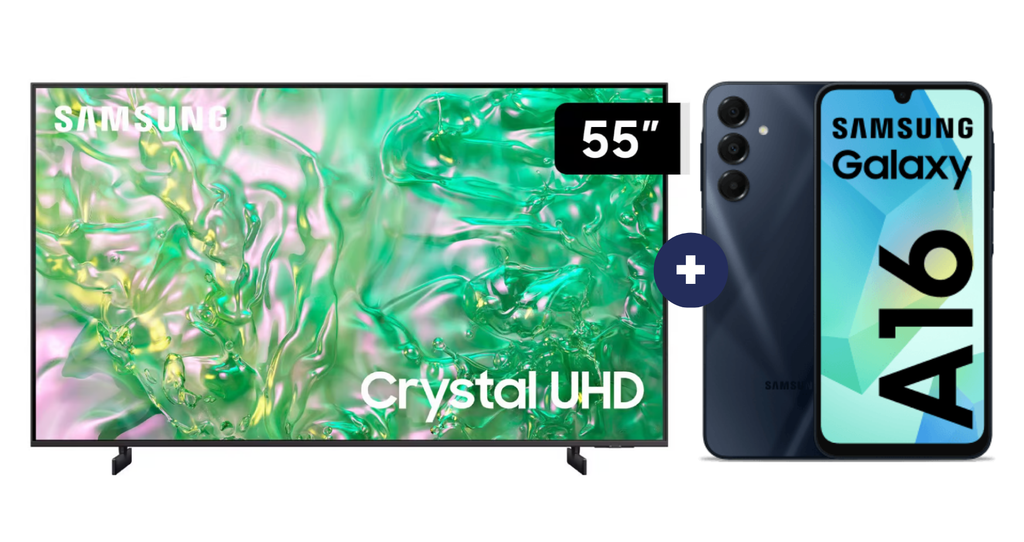 Televisor Samsung Led 55" Smart TV  55DU8000 + Celular Samsung Galaxy A25 256GB 8GB RAM Negro (COMBO) - CO717