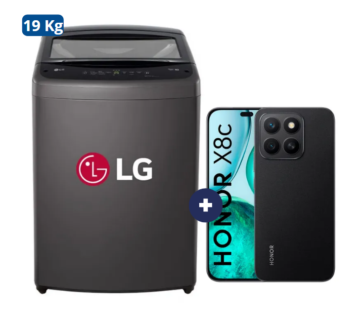 LAVADORA 19 KG Carga superior Smart Inverter Middle Black WT19BVTB Mod 2024 + Celular Honor X8C 6.7" 256GB 8GB RAM color Midnight Black (combo)  - CO720