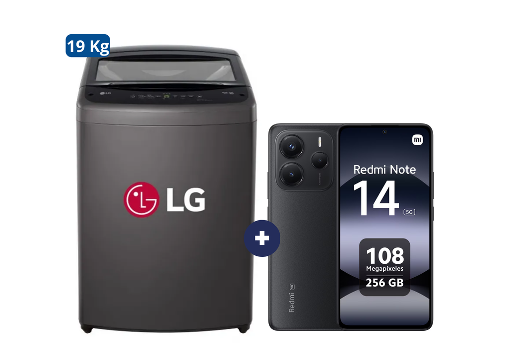 LAVADORA 19 KG Carga superior Smart Inverter Middle Black WT19BVTB Mod 2024 + Celular Redmi Note 14  6.67"  8GB RAM 256GB midnigth black (combo) - CO721