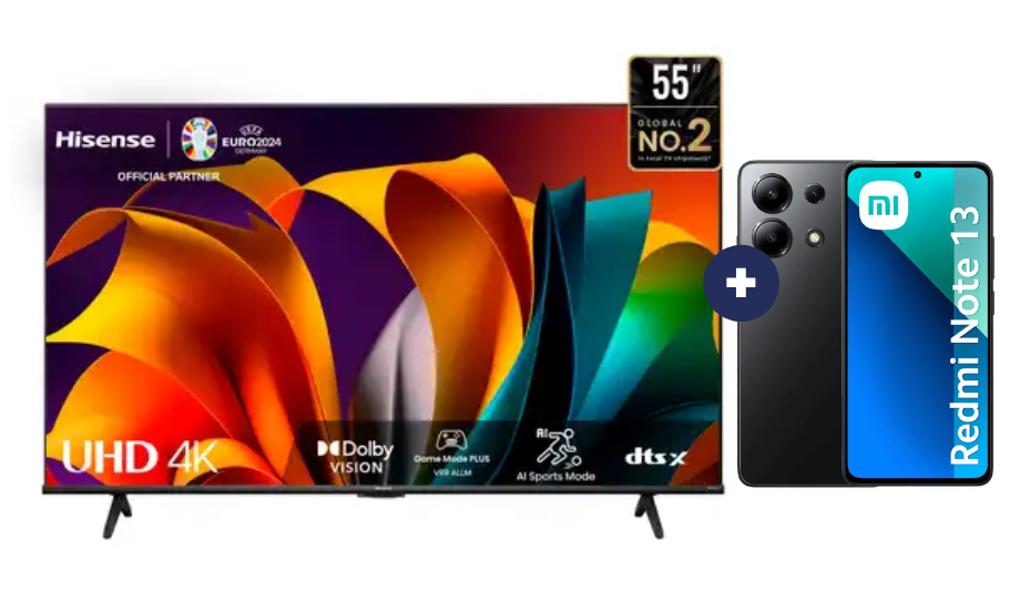 Televisor HISENSE Led 55" Smart TV 55A6N + Celular Redmi Note 13  6.67"  8GB 256GB  black (COMBO) - CO743