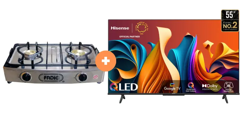 COCINA FADIC 2H SUPERIOR DE MESA CON CONEXIÓN + TELEVISOR HISENSE 55" QLED con GOOGLE TV 55Q6N - 4507366 - 2