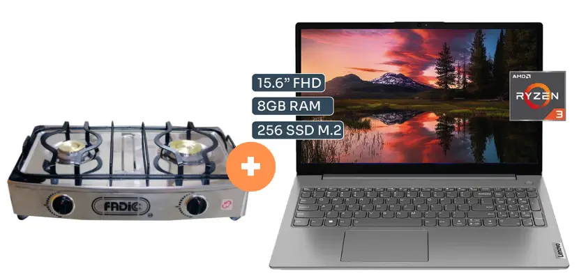 COCINA FADIC 2H SUPERIOR DE MESA CON CONEXIÓN + LAPTOP LENOVO V15 G4 AMN 15.6" FHD, AMD RYZEN 3 - 7320U, 8GB DDR5, 256 GB SSD   WINDOWS 11 HOME Gris. - 4507366 - 3