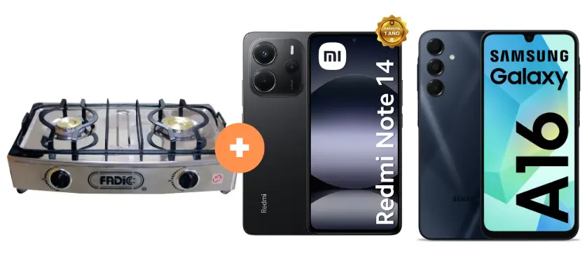 COCINA FADIC 2H SUPERIOR DE MESA CON CONEXIÓN + CELULAR REDMI NOTE 14  6.67"  6GB RAM 128GB Negro  + CELULAR SAMSUNG GALAXY A16 6.7"  4GB RAM 128GB Negro. - 4507366 - 7
