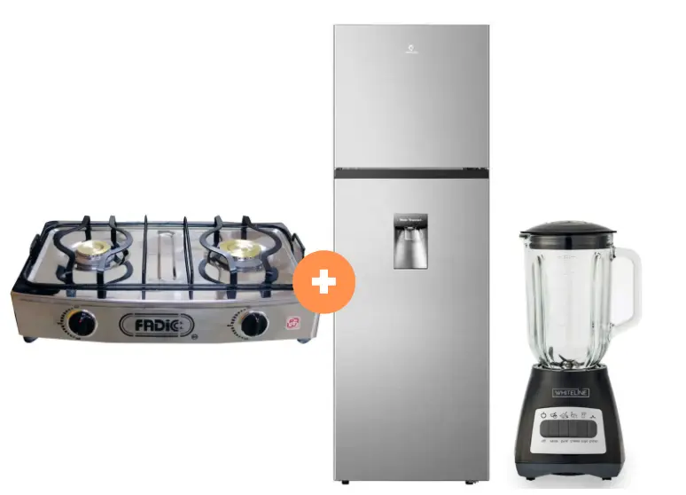 COCINA FADIC 2H SUPERIOR DE MESA CON CONEXIÓN + REFRIGERADORA INDURAMA RI-389DI  246 lts INVERTER C/DISPENSADOR CROMA /NEGRO + LICUADORA WHITELINE 1.5 LTS 400W VASO VIDRIO - 4507366 - 8