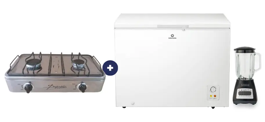 COCINA "SUPERIOR" DE MESA  2 HORNILLAS, ACERO BRILLANTE,POTENCIA 1.95KW x 2 CON CONEXIÓN + CONEXIÓN CON CONEXIÓN + CONGELADORA INDURAMA 297Lts, CI-320BL BLANCO  +  LICUADORA WHITELINE 1.5 LTS 400W VASO VIDRIO - 4507366 - 10