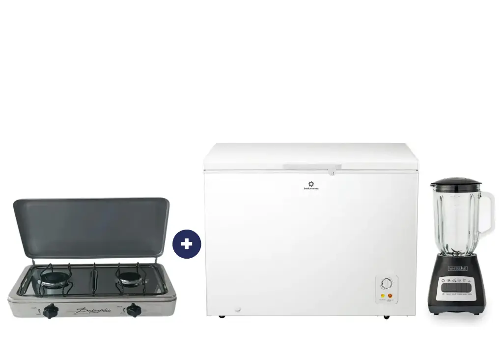 COCINA "SUPERIOR" DE MESA  2 HORNILLAS, ACERO BRILLANTE,POTENCIA 1.95KW x 2 CON CONEXIÓN + CONGELADORA INDURAMA 297Lts, CI-320BL BLANCO 
+  LICUADORA WHITELINE 1.5 LTS 400W VASO VIDRIO - 4507366 - 10