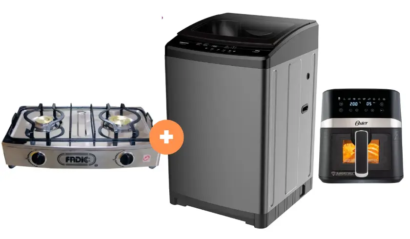 COCINA FADIC 2H SUPERIOR DE MESA CON CONEXIÓN + LAVADORA HISENSE CARGA SUPERIOR 18KG WT3W1823UT Gris medio + FREIDORA  DE AIRE DIGITAL OSTER 4 LTS CON LUZ Y VENTANA - 4507366 - 11