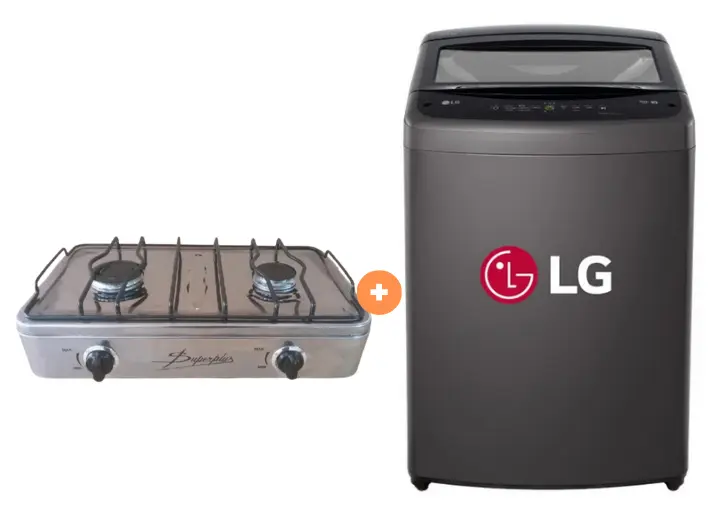 COCINA "SUPERIOR" DE MESA  2 HORNILLAS, ACERO BRILLANTE,POTENCIA 1.95KW x 2 CON CONEXIÓN + LAVADORA LG 16 KG  CARGA SUPERIOR NEGRO CLARO WT16BVTB - 4507366 - 13