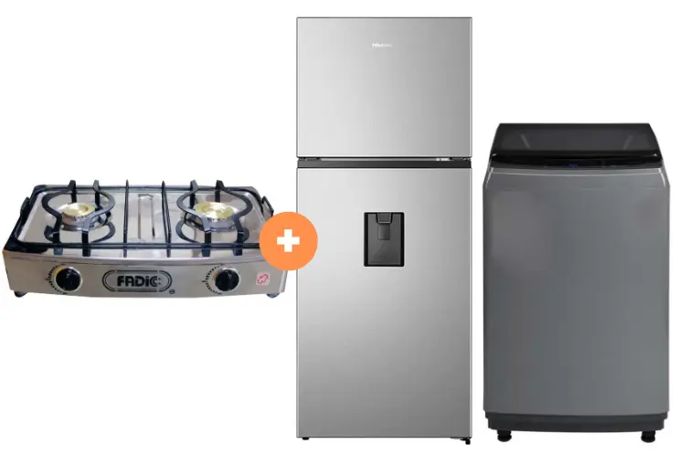 COCINA FADIC 2H SUPERIOR DE MESA CON CONEXIÓN +REFRIGERADORA INDURAMA RI-389DI  246 lts INVERTER C/DISPENSER CROMA + LAVADORA MIDEA 10KG Carga superior Gris  MA200W100/G-PE. - 4507367 -  5