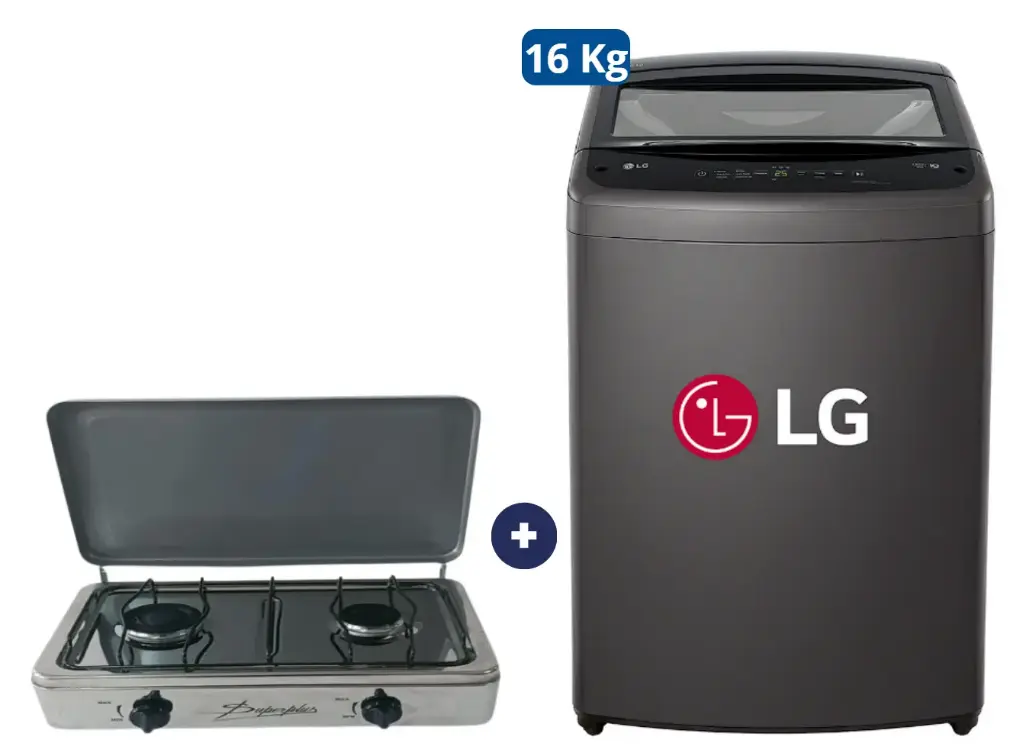 COCINA "SUPERIOR" DE MESA  2 HORNILLAS, ACERO BRILLANTE,POTENCIA 1.95KW x 2 CON CONEXIÓN + LAVADORA LG 16 KG CARGA SUPERIOR SMART INVERTER Middle Black  WT16BVTB.  - 4507368 -  12