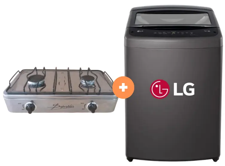 COCINA "SUPERIOR" DE MESA 2 HORNILLAS, ACERO BRILLANTE,POTENCIA 1.95KW x 2 CON CONEXIÓN +  LAVADORA LG 19 KG C/Superior S /INVERTER Middle Black  WT19BVTB - 4507368 - 10