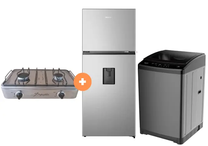 COCINA "SUPERIOR" DE MESA 2 HORNILLAS, ACERO BRILLANTE,POTENCIA 1.95KW x 2 CON CONEXIÓN + REFRIGERADORA HISENSE TOP MOUNT 379 LT C/DISPENSER COLOR GRIS, M.  INVERTER (RT3N375NMCA) + LAVADORA HISENSE 18KG CARGA SUPERIOR  WT3W1823UT Gris medio - 4507367 - 13