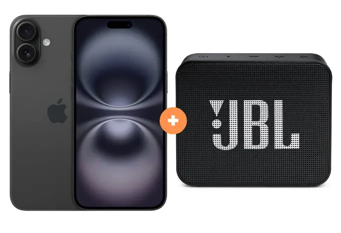 Celular iPhone 16 128GB 8GB RAM 6.1" Pulgadas Color Negro + Parlante JBL GO ESSENTIAL Negro - CO757 
