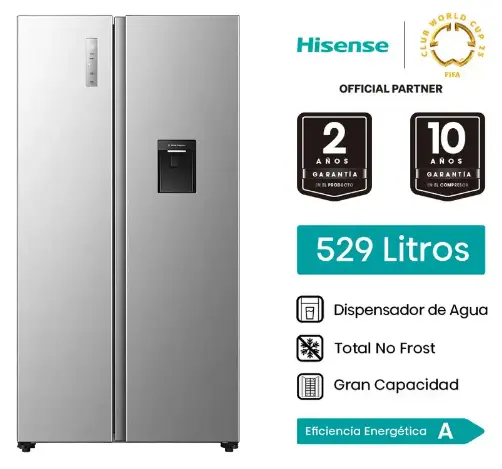 REFRIGERADORA HISENSE SIDE BY SIDE 529 LTS  RS3P558NMCA 