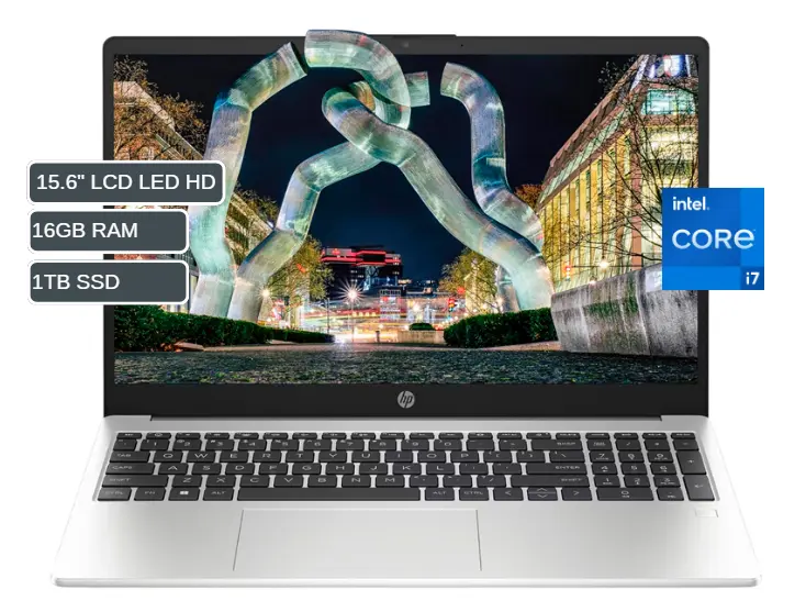 LAPTOP HP NOTEBOOK 250G10 INTELCORE i7 1355U(10N/12SUB), 16GB DDR4, 1TB SSD, 15.6"HD, WINDOWS 11, COLOR - SILVER.