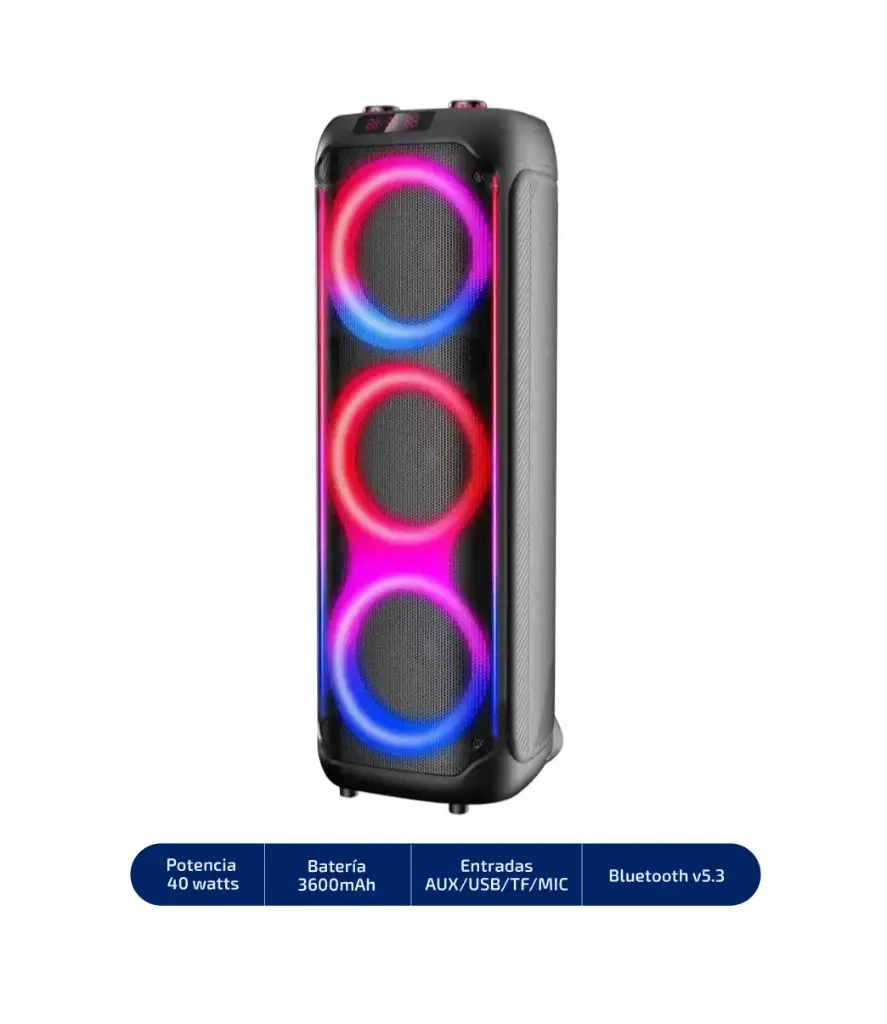 Parlante portátil Bluetooth 40 Watts NEX c/bateria incorporada 