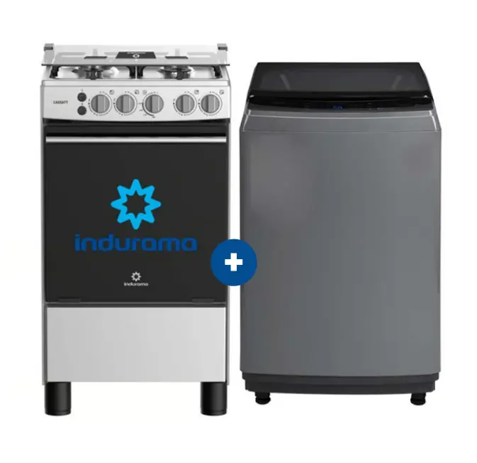 COCINA INDURAMA 20" 4 HORNILLAS CASSAT CON CONEXIÓN + LAVADORA MIDEA 10KG SILVER MA200W - 4507177-1
