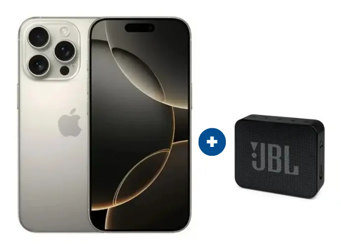 Celular Iphone 16 PRO eSIM 5G 128 GB, 6.3 Pulgadas Color + Parlante JBL GO ESSENTIAL Negro - CO760