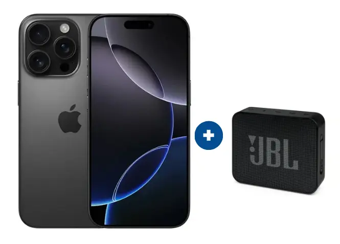 Celular Iphone 16 PRO eSIM 5G 128 GB, 6.3 Pulgadas Negro + Parlante JBL GO ESSENTIAL Negro - CO759
